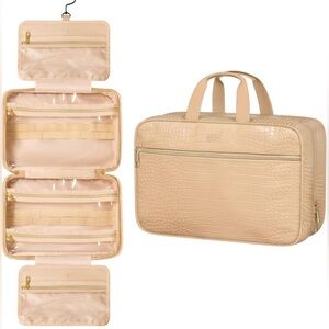 New with tags  Tan Faux Crocodile-Embossed Travel Bag. Carries all essentials.